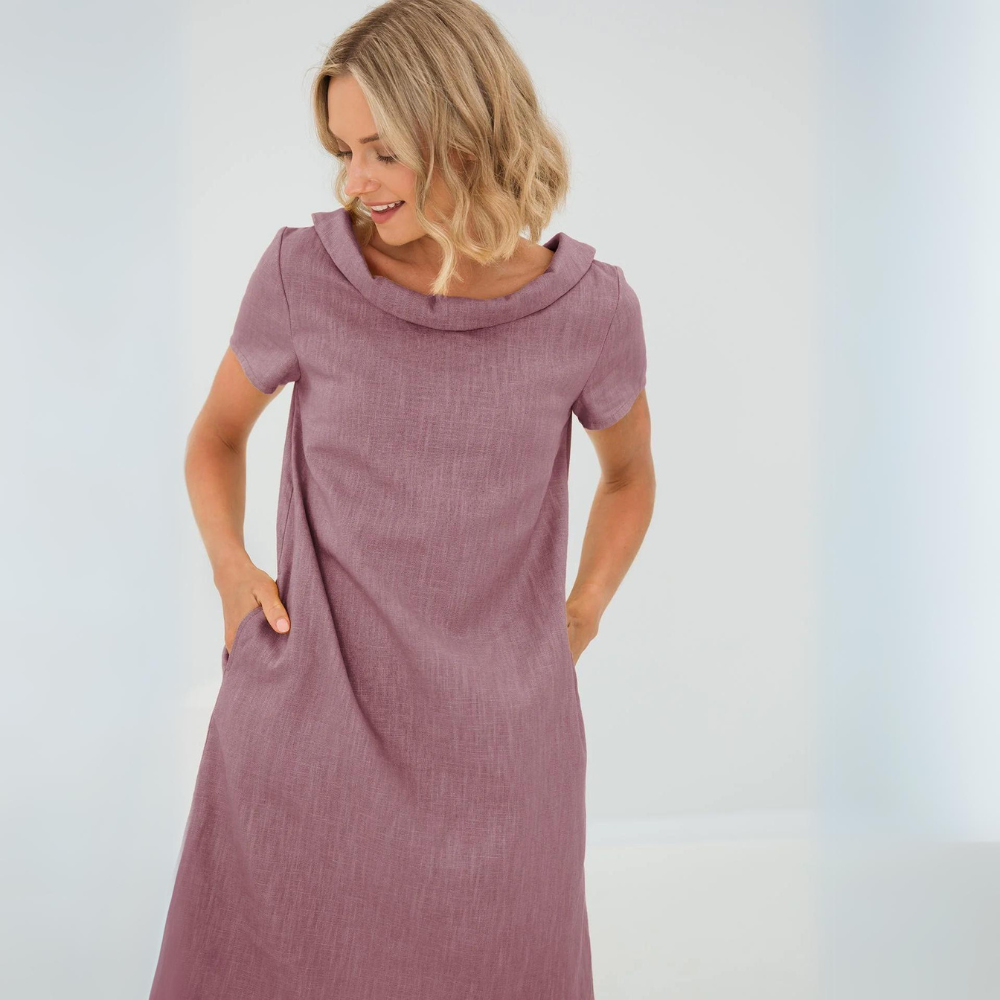 Marietta™ | Linen Summer Dress with Folded Collar