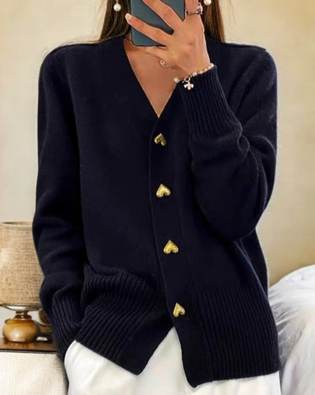 Livia | Elegant Cardigan with Heart Buttons